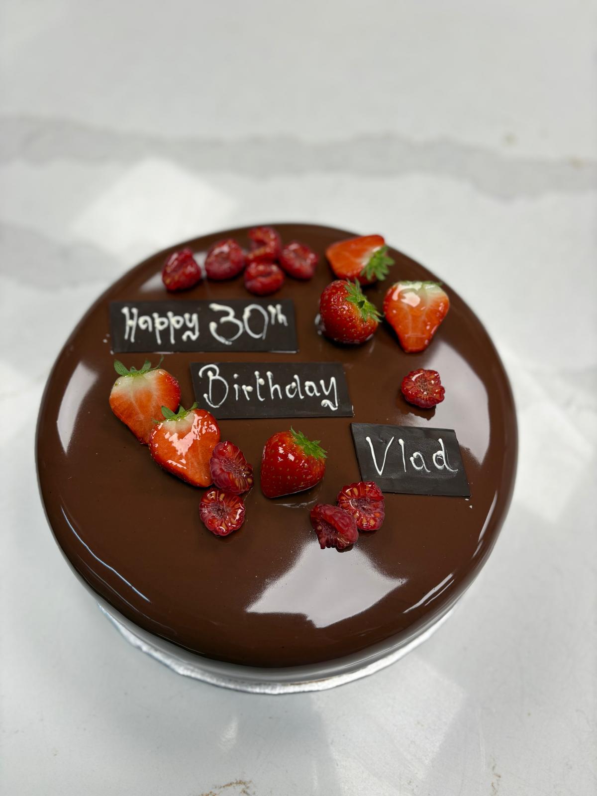 Custom birthday cake with berries