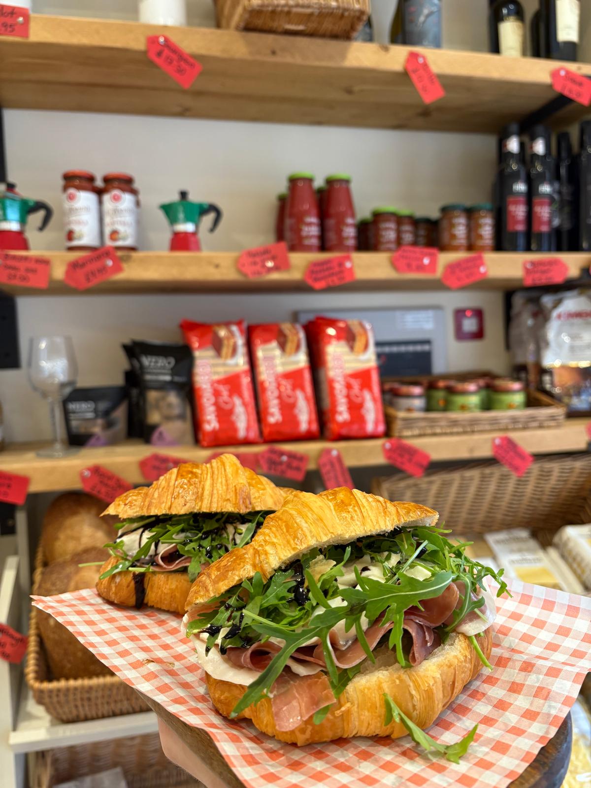 Provisions display at the Italian Club Bakery