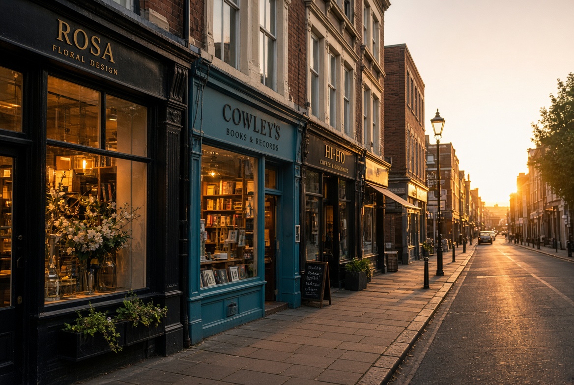 Bold Street Liverpool, independent shopfronts