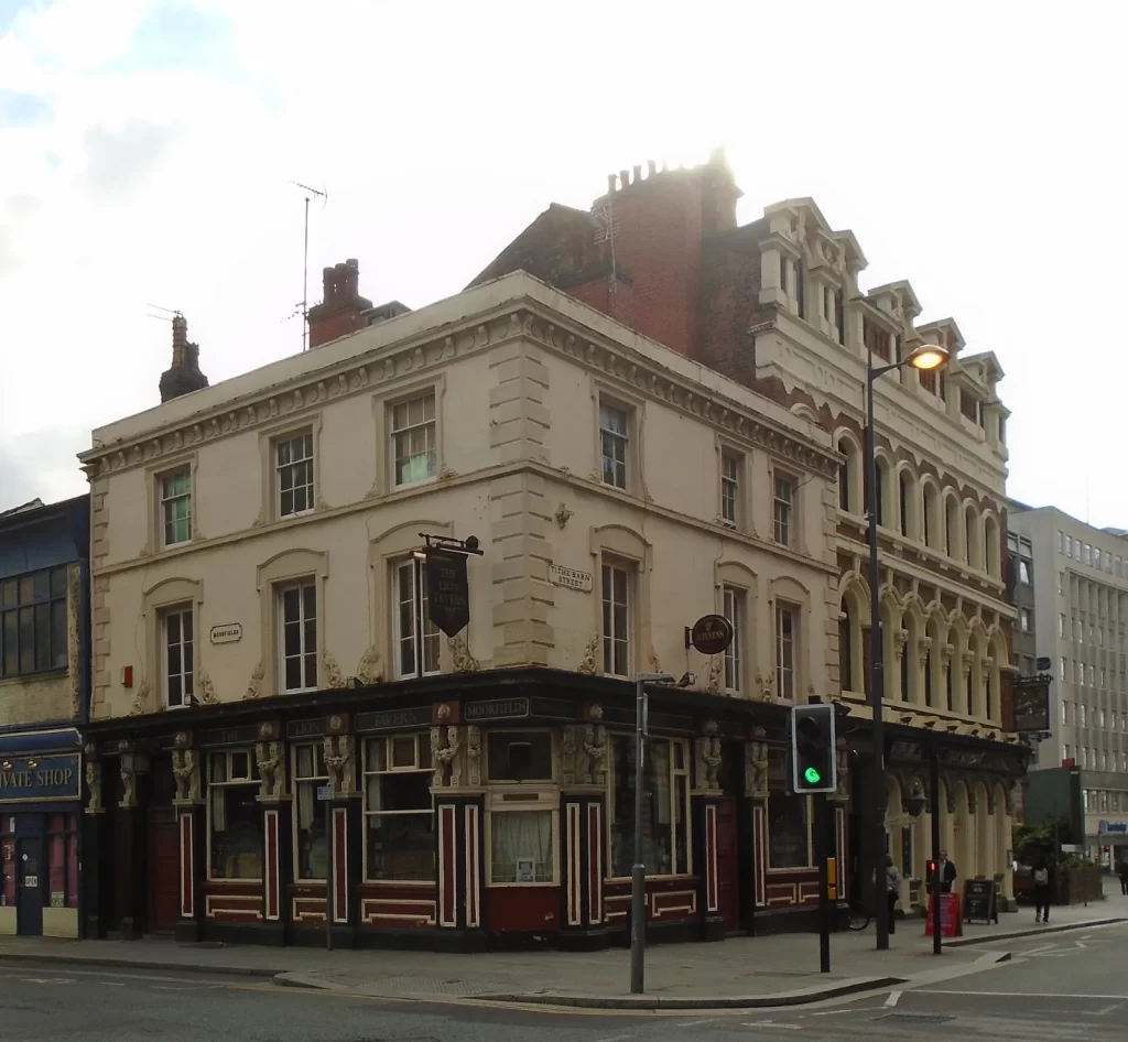 Lion Tavern, corner of Moorfields and Tithebarn Street, Liverpool
