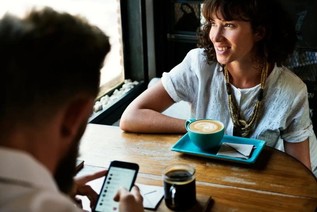 Friends catching up in an independent coffee shop
