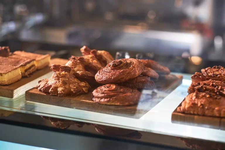 Morning pastries on the counter of a city caffè