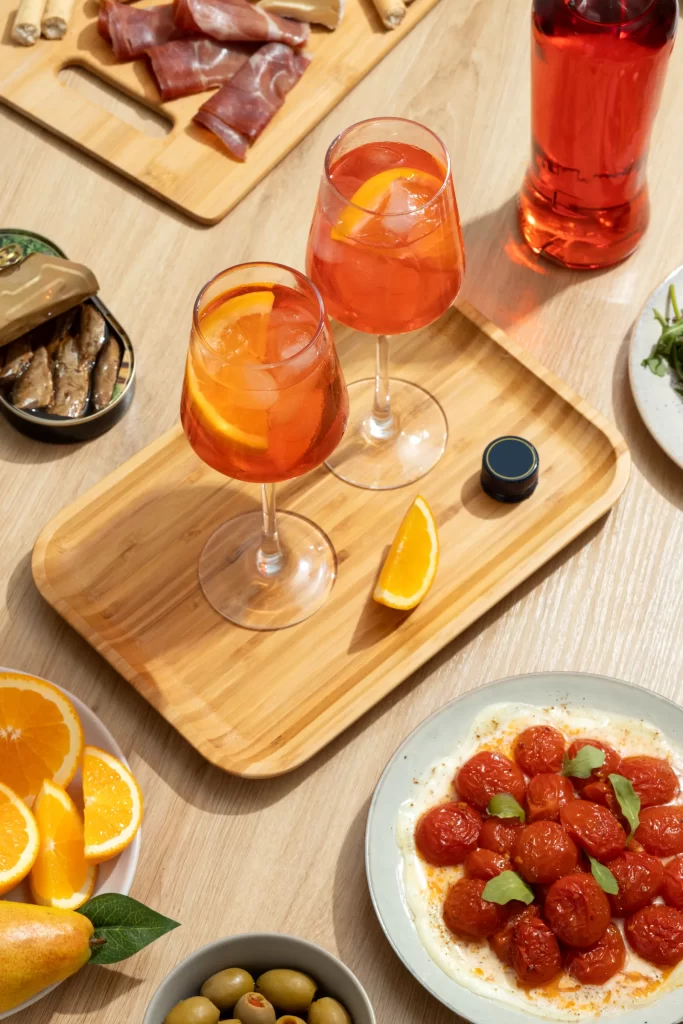 An Italian spritz cocktail at the bar