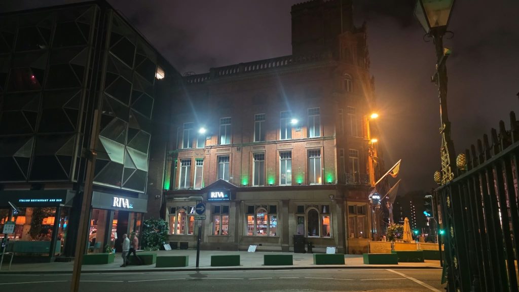 Riva Blu at No. 1 Castle Street, Liverpool, at night